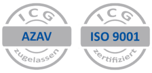 Logos zur Zertifizierung AZAV und ISO 9001
